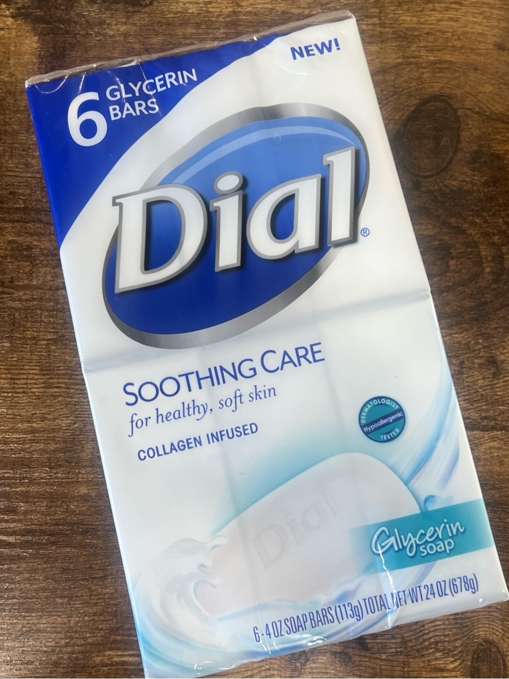 Dial Soothing Care Glycerin Soap 6 Bars Collagen Infused